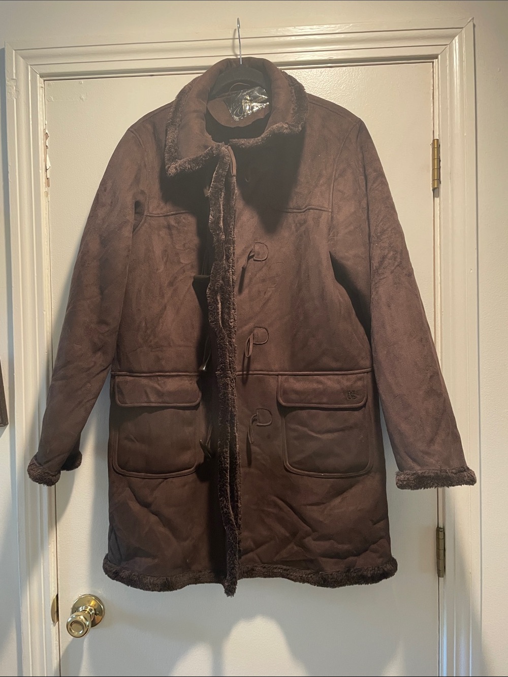 Higgs Chocolate Brown Faux Sheepskin Lightweight Toggle Closure